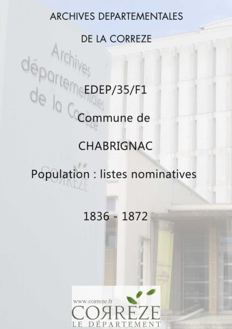 Population : listes nominatives. 1836-1872