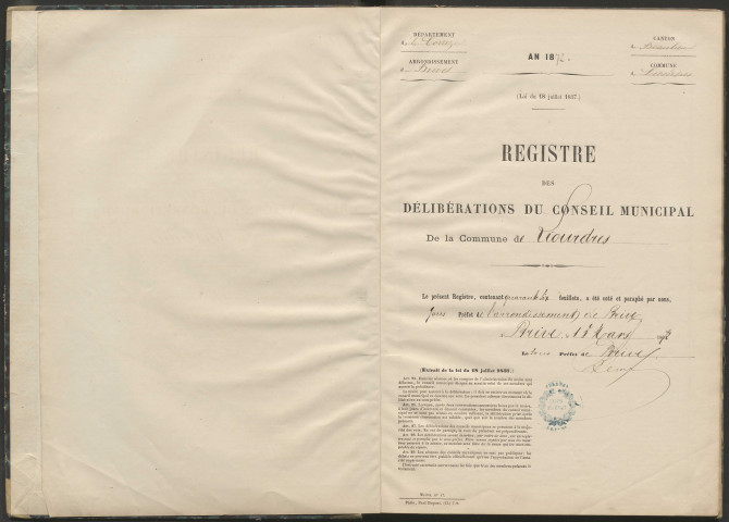 Délibérations du conseil municipal. 19 mai 1872-20 mai 1877