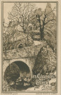 Gimel : "Les cascades de Gimel par Michel - Vieux pont à Gimel", dessin de couverture d'un album de cartes postales.
