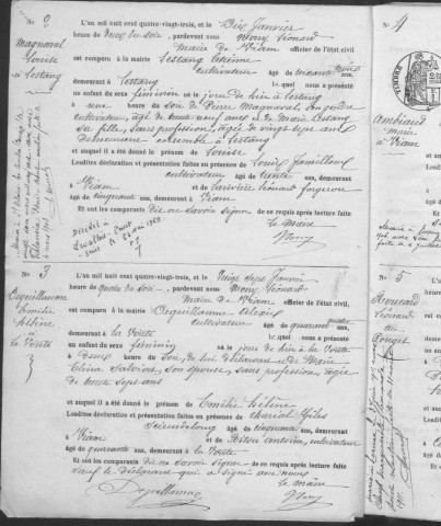 Naissances, mariages, décès (1883-1892)