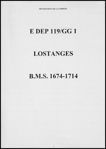 Baptêmes, mariages, sépultures (1674-1714)