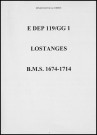Baptêmes, mariages, sépultures (1674-1714)