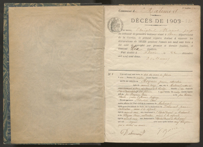 Décès (1903-1932).