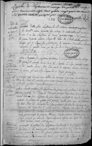 Baptêmes, mariages, sépultures (1784-1788)