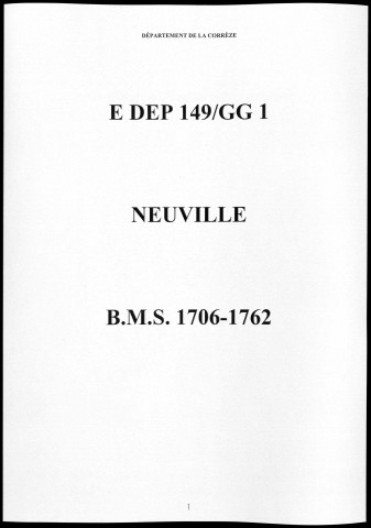Baptêmes, mariages, sépultures (1706-1762)