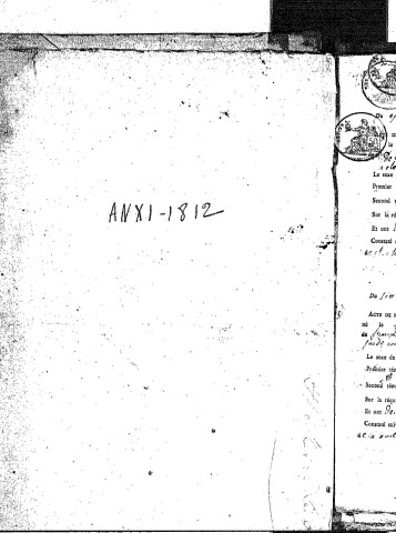 Naissances, mariages, décès (1803-1812)