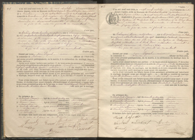 Mariages (1903-1932).