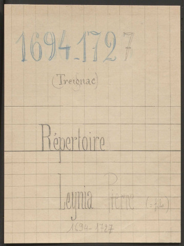 Répertoire chronologique : 1694-1727