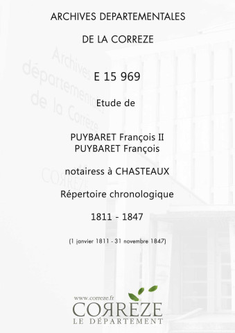 Répertoire chronologique : 1 janvier 1811-31 novembre 1847