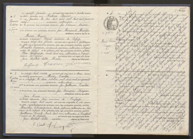 Décès (1922-1932).