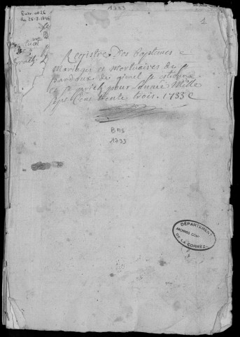 Baptêmes, mariages, sépultures (1733-1755)