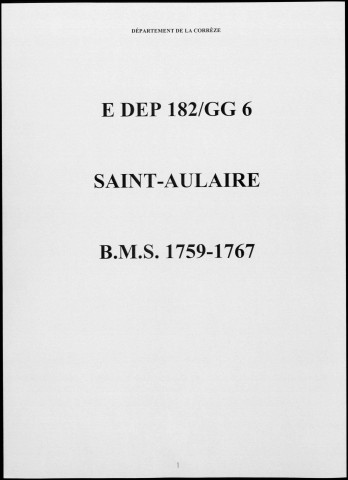 Baptêmes, mariages, sépultures (1759-1767)
