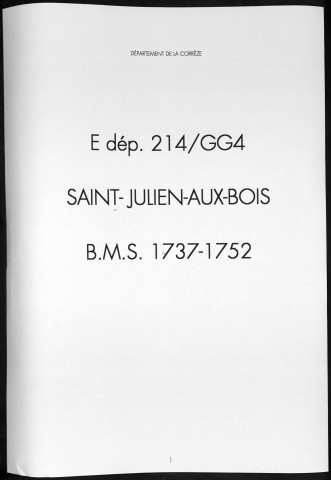 Baptêmes, mariages, sépultures (1737-1752)