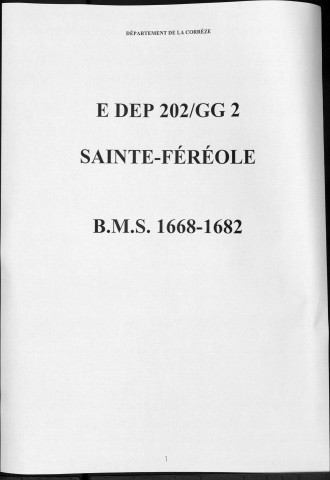 Baptêmes, mariages, sépultures (1668-1682)