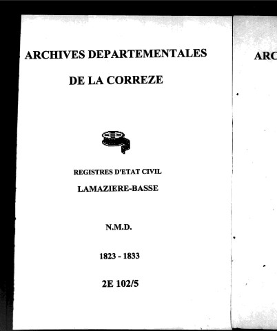 Naissances, mariages, décès (1823-1833)