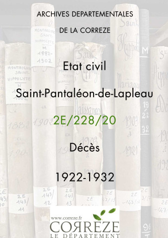 Décès (1922-1932).