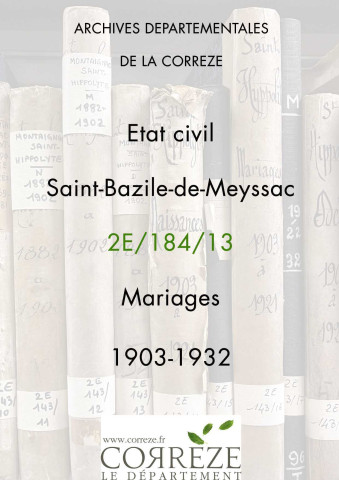 Mariages (1903-1932).