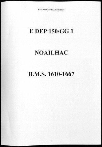 Baptêmes, mariages, sépultures (1610-1667)