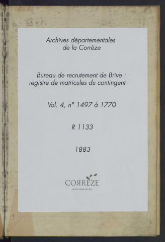 Classe 1883 : matricules 1497 à 1770.