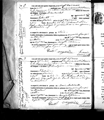 Naissances, mariages, décès (1883-1892)