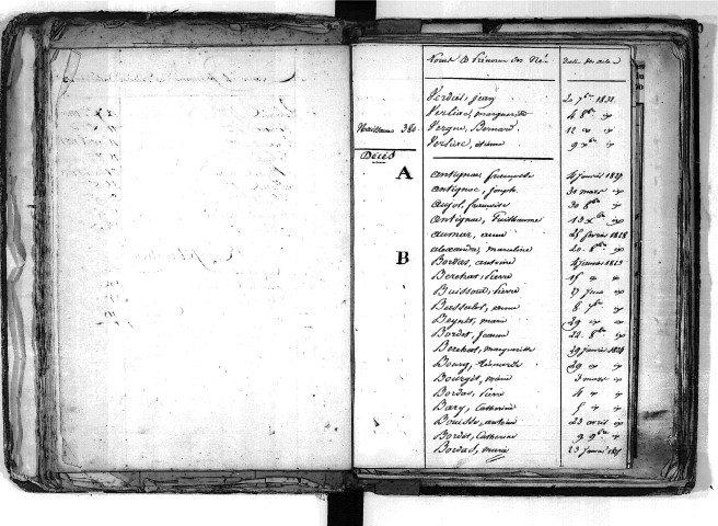 Tables décennales des décès (1823-1832)