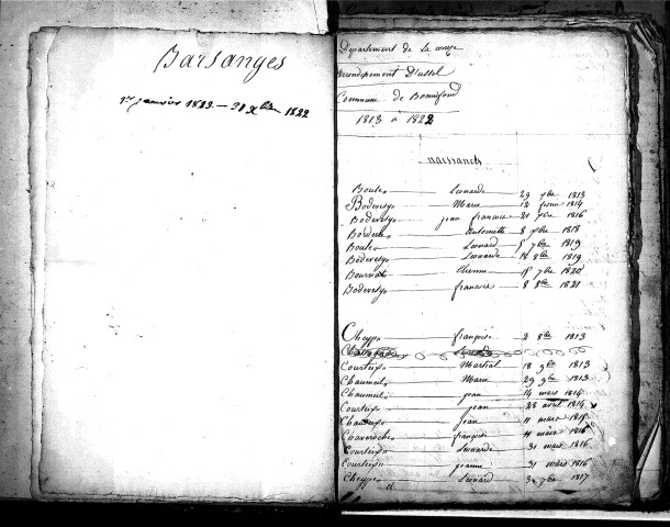 Tables décennales des décès (1813-1822)