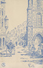 Tulle : "Tulle". Cathédrale et place Gambetta, dessin.