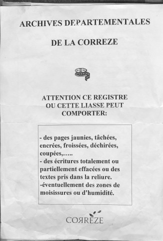 Naissances, mariages, décès (1823-1832)