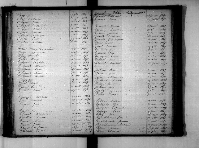 Tables décennales des décès (1843-1852)