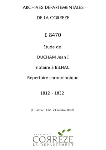 11 janvier 1812-21 octobre 1832