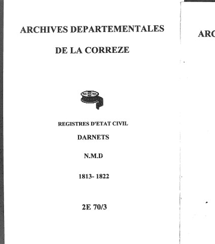 Naissances, mariages, décès (1813-1822)