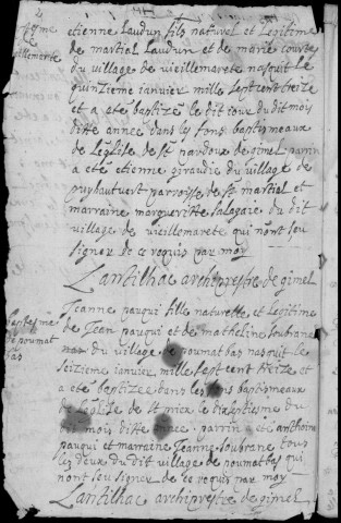 Baptêmes, mariages, sépultures (1713-1732)