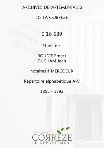 Répertoire alphabétique : A-V