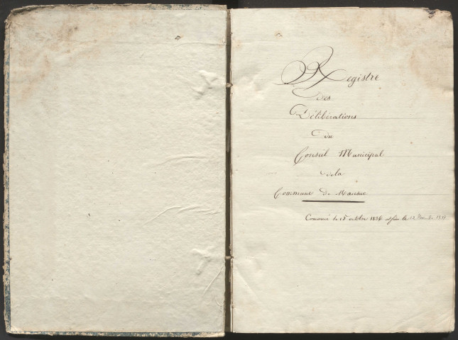 Délibérations du conseil municipal. 15 octobre 1836-12 novembre 1837