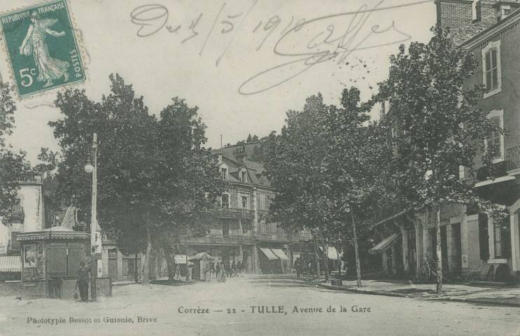 Tulle : "Corrèze - 22 - Tulle, avenue de la gare".