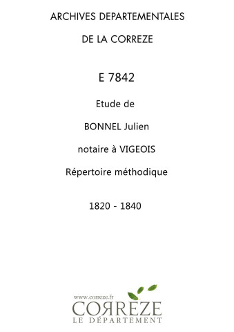 Répertoire méthodique : 1820-1839