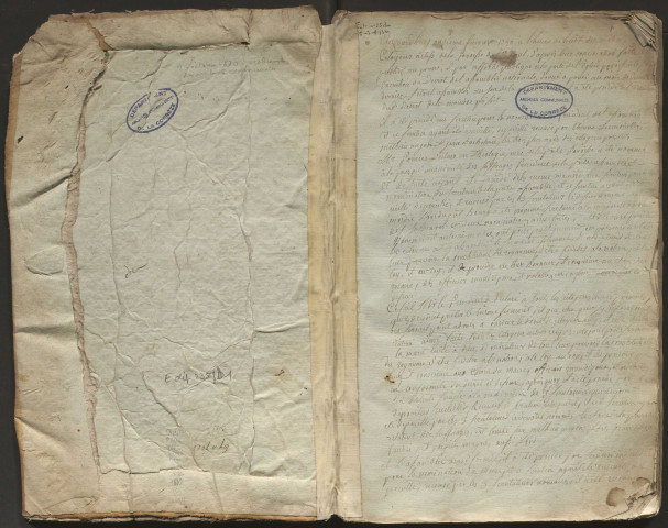 Transcription des lois et décrets (1789-1806). Délibérations du conseil municipal (11 février 1790-1806). Inventaire des archives communales (1830)