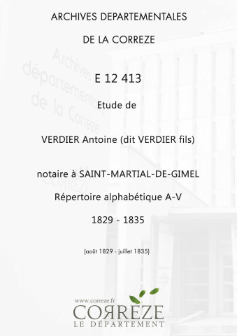 Répertoire alphabétique : A-V