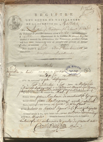 Naissances, mariages, décès (1813-1822)
