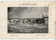 "Le cinquième Bezirk" : carte postale de prisonnier avec illustration, envoyée par Gabriel à son épouse.