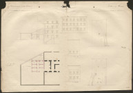 Travaux : décomptes des travaux, correspondance, états de situation des travaux, devis, rapports, croquis sommaires des travaux par Lanck (1840), plans d'ensemble et de détails indiquant l'état des lieux et les nouvelles dispositions des bâtiments, cahier de croquis reliés, par Lanck (1847), ensemble de plans (1854).