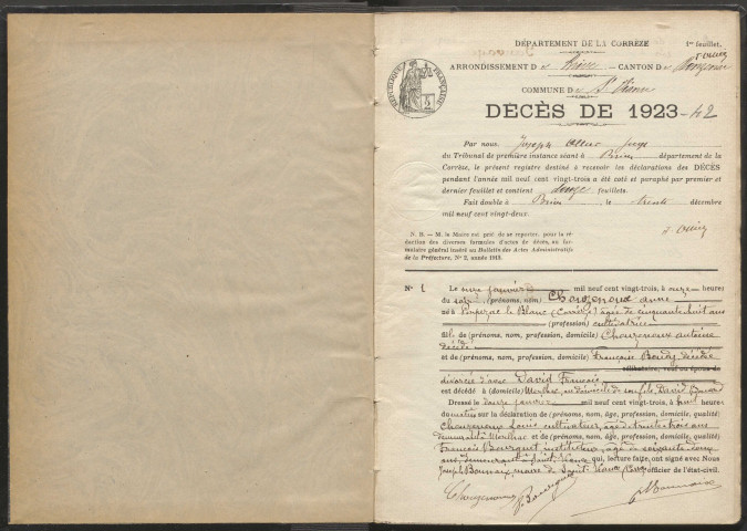 Décès (1923-1942).