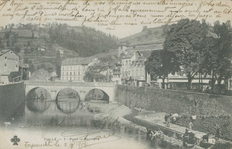 Tulle : "Tulle - 7 - Pont la Barrière". Le collège Clemenceau n'est pas encore construit.