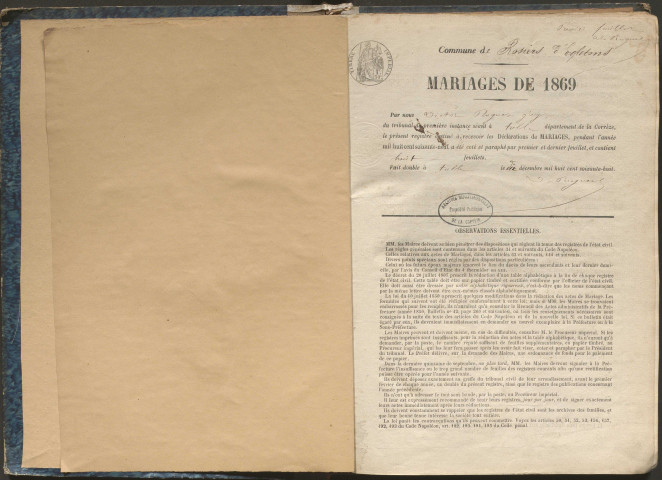 Mariages (1869-1881)