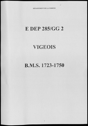 Baptêmes, mariages, sépultures (1723-1750)