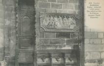 Aubazine : "640. Corrèze - Aubazine - Eglise abbatiale (XIIe siècle) - Bas-relief sur bois - St-Etienne donnant l'habit cistercien".
