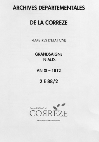 Naissances, mariages, décès (1803-1812)