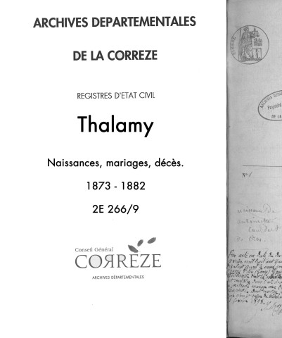 Naissances, mariages, décès (1873-1882)