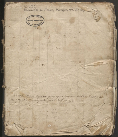 Relevé de l'arpentement général des fonds.