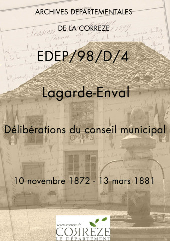 Délibérations du conseil municipal. 10 novembre 1873-13 mars 1881
